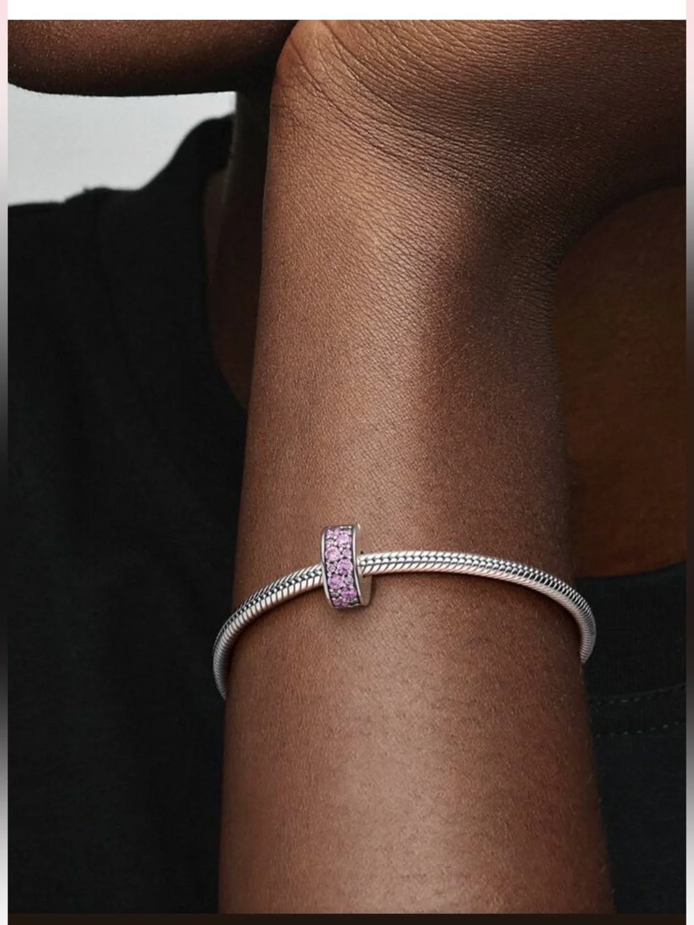 Pandora Sterling Silver Pink Pave Spacer Charm